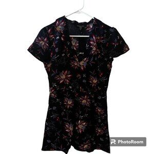 Nasty Gal Collection Brave Soul London Floral Cap Sleeve Playsuit/Navy - Size XS